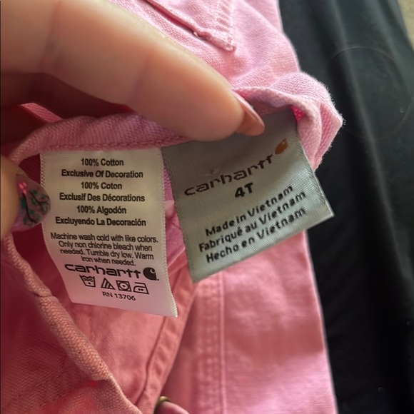 B20. Carhartt Pink 4t Kids Overalls - Picture 2 of 9